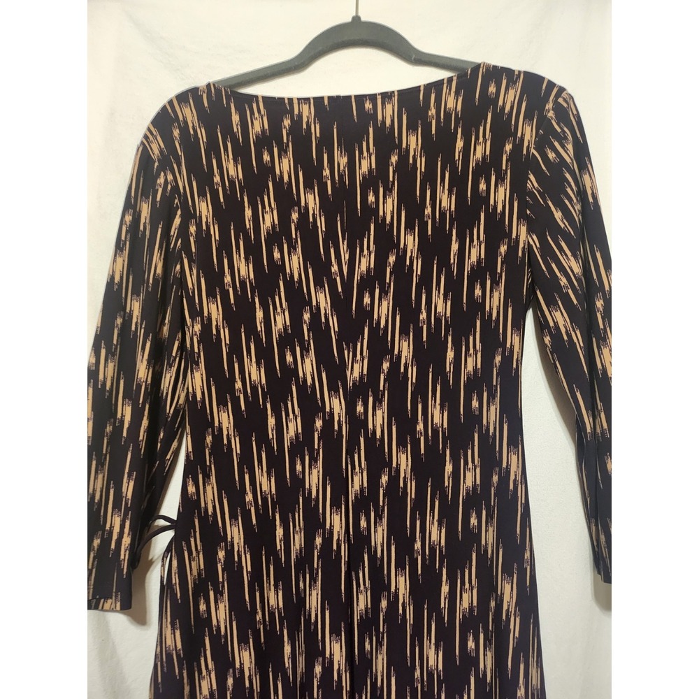 Kasper~Rich Black/Stone~Side Ruched~ Faux Wrap~Stretch Jersey Dress ,Size 10 - Picture 6 of 15